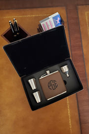 Leatherette Flask Gift Set