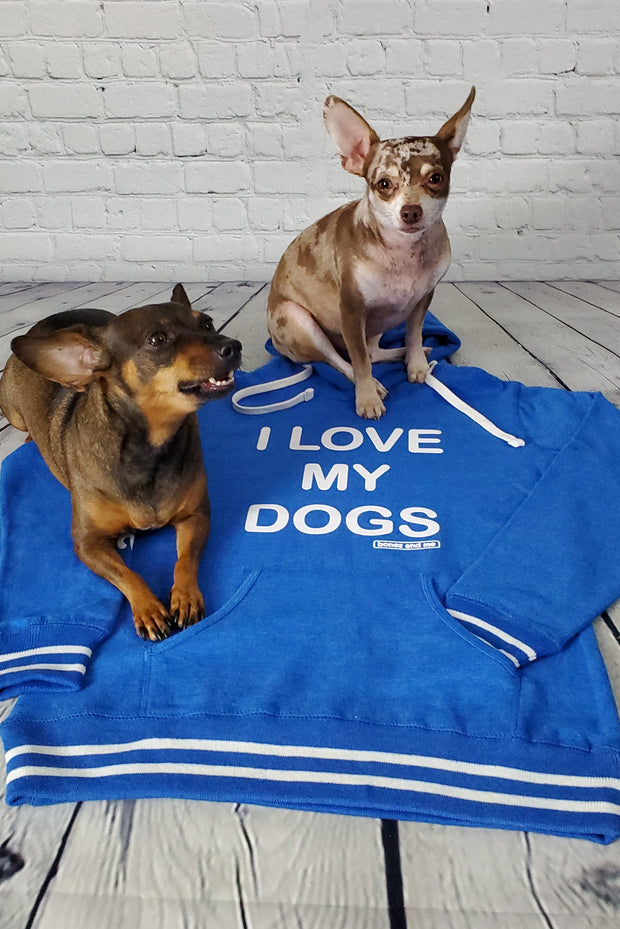 I LOVE MY DOG(S) LADIES LOUNGE HOODIE (royal blue)