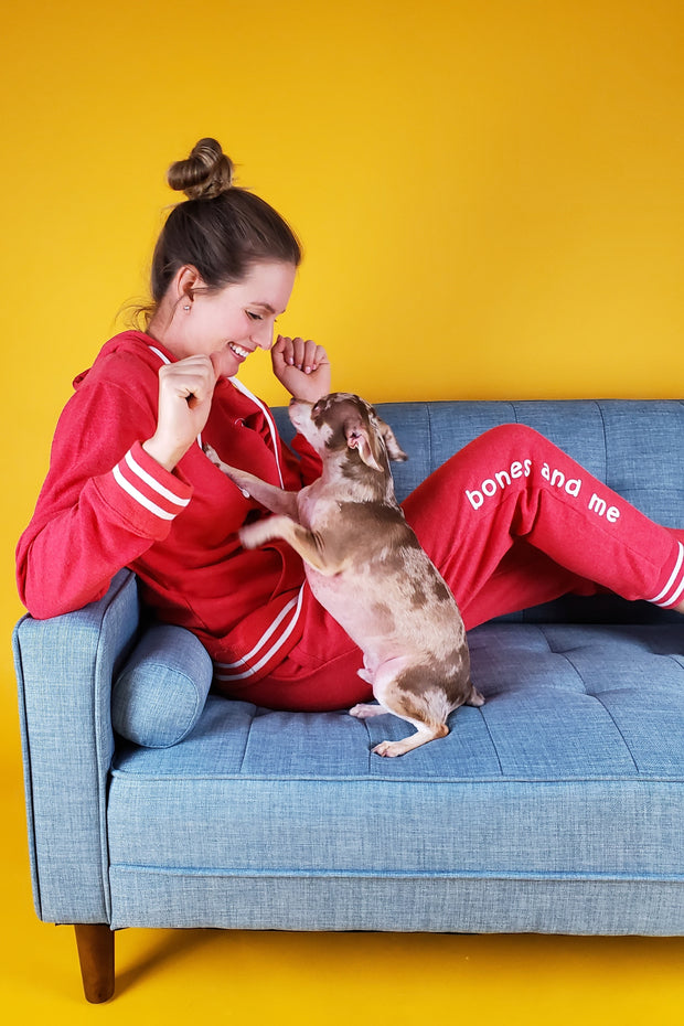 I LOVE MY DOG(S) LADIES LOUNGE HOODIE (retro red)
