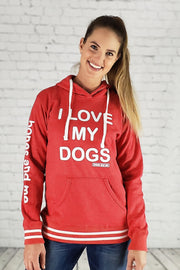 I LOVE MY DOG(S) LADIES LOUNGE HOODIE (retro red)