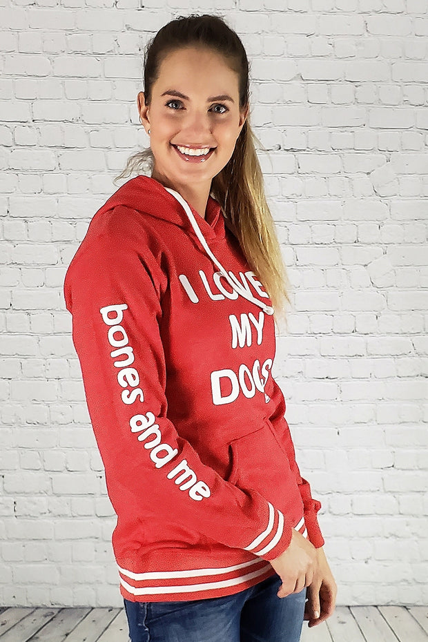 I LOVE MY DOG(S) LADIES LOUNGE HOODIE (retro red)