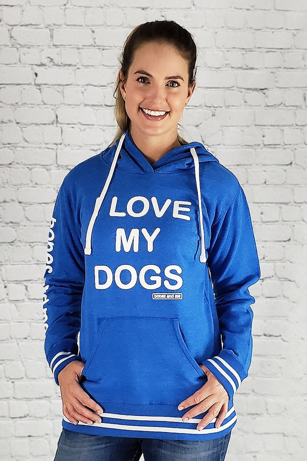 I LOVE MY DOG(S) LADIES LOUNGE HOODIE (royal blue)