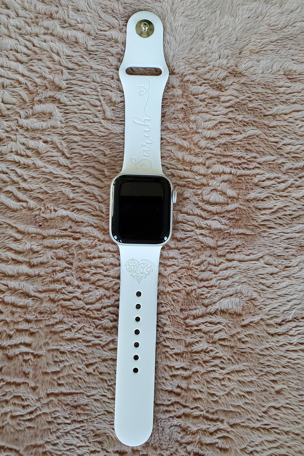 Heart with Monogram and Name - Watch Band
