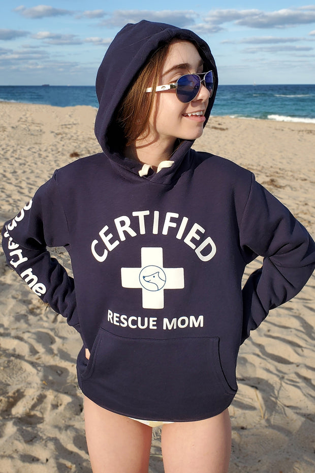 CERTIFIED Rescue Mom (blue hoodie)