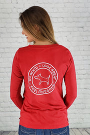 Do Good Lace-Up Long Sleeve Tee (red)