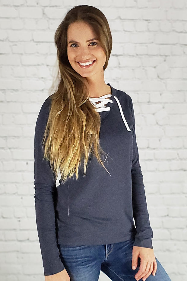 VUCJAK edition - Do Good Lace-Up Long Sleeve Tee (slate grey)