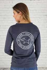 Do Good Lace-Up Long Sleeve Tee (slate grey)
