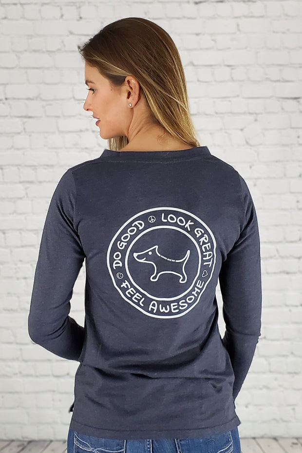 Do Good Lace-Up Long Sleeve Tee (slate grey)