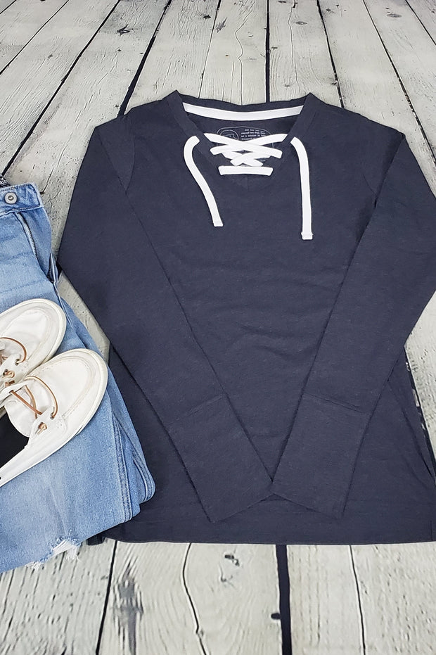 VUCJAK edition - Do Good Lace-Up Long Sleeve Tee (slate grey)