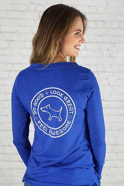 Do Good Lace-Up Long Sleeve Tee (blue)